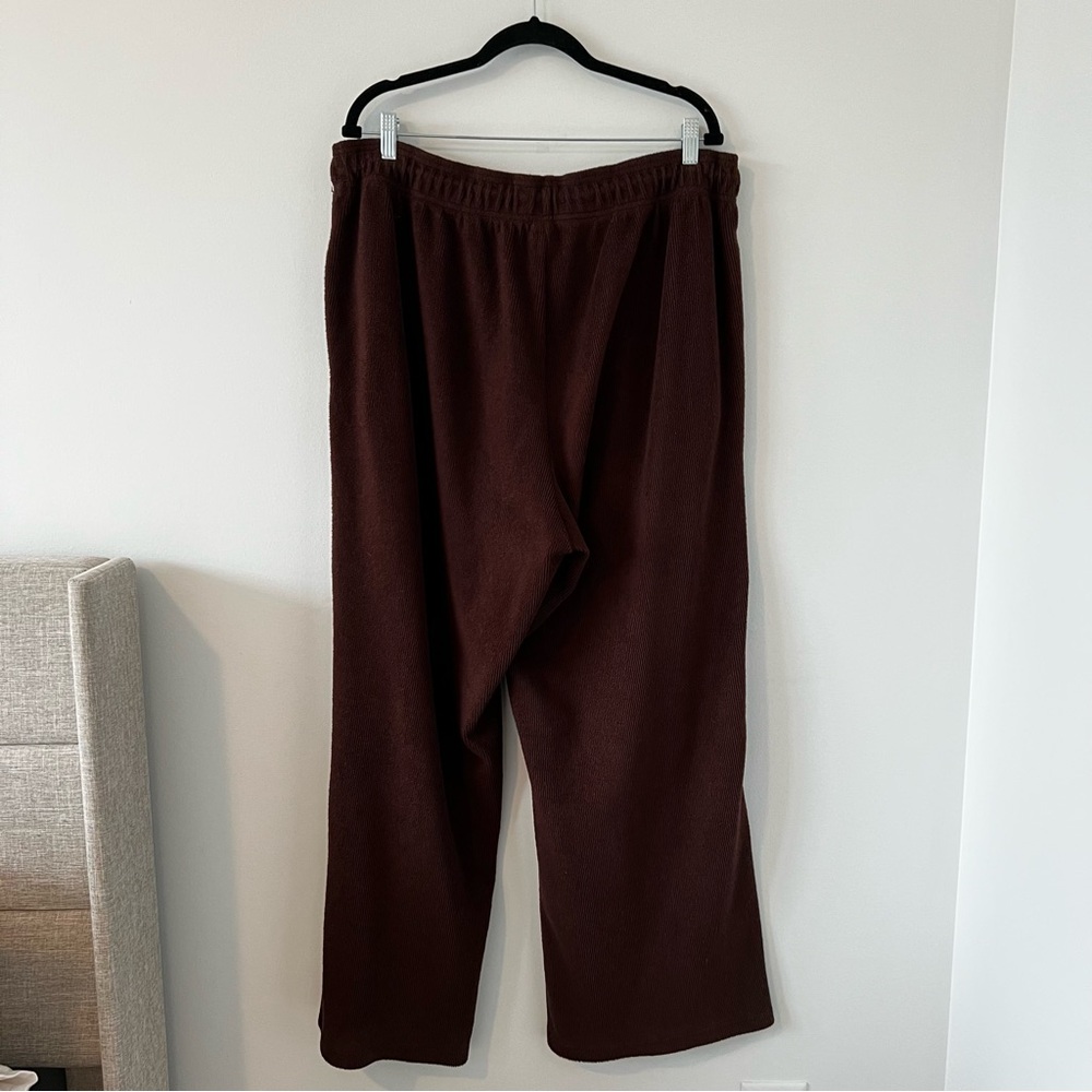 Fabletics Cozy Cord High-Waisted Wide Leg Pant Women's Brown Cacao Size XXL - Picture 6 of 11